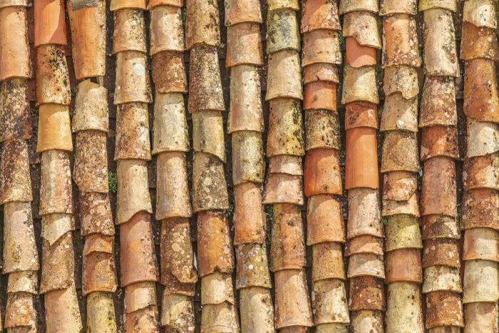 Framed Print : Italy, Sicily, Palermo Province, Gangi. Terracotta roof tiles in the town of Gangi in