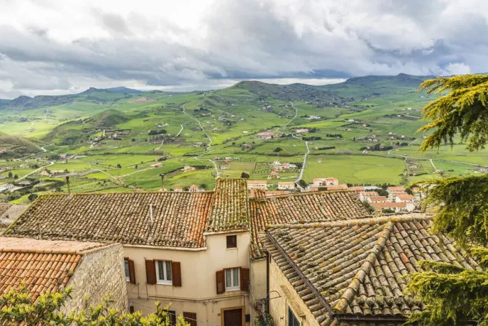 Framed Print : Italy, Sicily, Palermo Province, Gangi. Territorial town view of the countryside around Framed Print : Italy, Sicily, Palermo Province, Gangi. Territorial town view of the countryside around