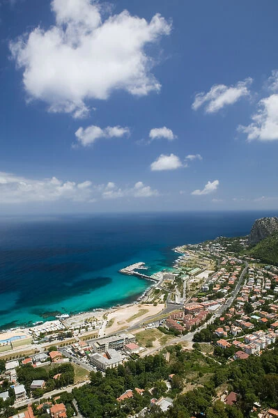 Italy, Sicily, Palermo, View of Punta di Vergine Maria from Monte Pellegrino
