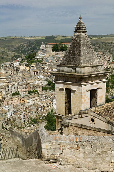 ITALY-Sicily-RAGUSA IBLA: Town View and Santa Maria delle Scale Church