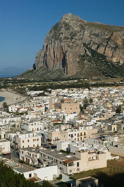 Italy, Sicily, SAN VITO LO CAPO, Resort Town View & Monte Monaco