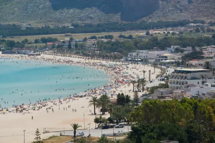 Framed Print : Italy, Sicily, San Vito Lo Capo, Town Beach