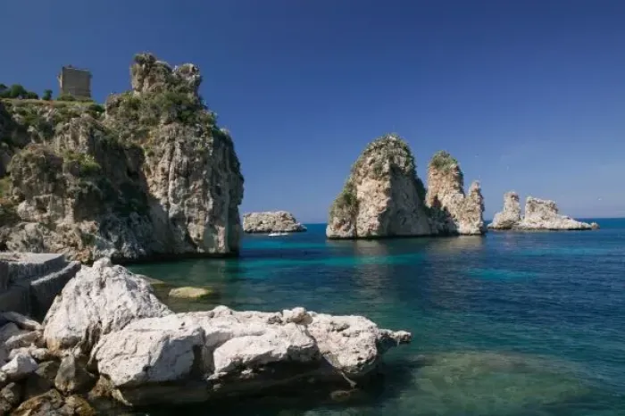 Framed Print : Italy, Sicily, Scopello, Rocks by Tonnara Scopello Beach