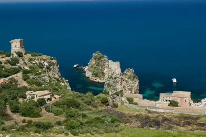 Framed Print : Italy, Sicily, Scopello, Tonnara Scopello / Old Tuna Factory now Beach Framed Print : Italy, Sicily, Scopello, Tonnara Scopello / Old Tuna Factory now Beach