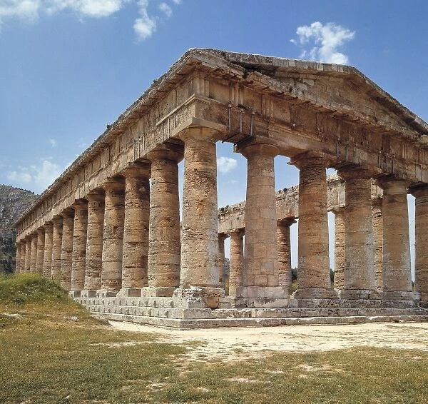 Italy, Sicily, Segesta. The unfinished Greek temple at Segesta, Sicily, Italy provides