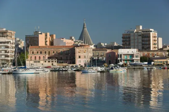 Framed Print : Italy, Sicily, Syracuse, Ortygia Island, Waterfront, Modern Siracusa