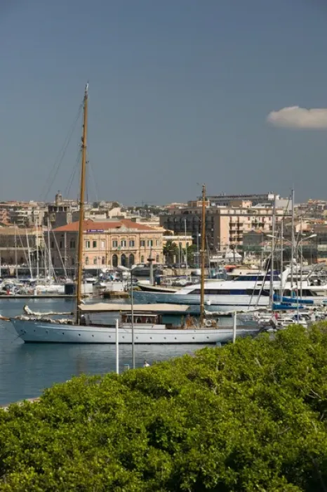 Framed Print : Italy, Sicily, Syracuse, Ortygia Island, Waterfront, Yacht Harbor