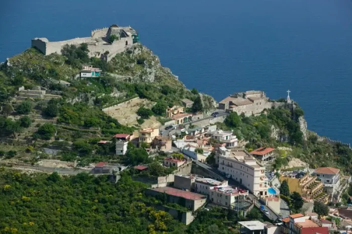 Framed Print : ITALY-Sicily-TAORMINA: Castello View from CASTELMOLA town Framed Print : ITALY-Sicily-TAORMINA: Castello View from CASTELMOLA town