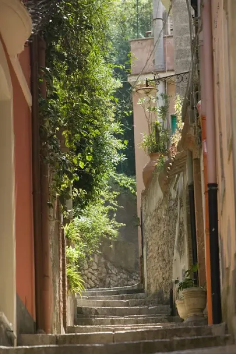 Framed Print : ITALY-Sicily-TAORMINA: Hillside Alley Framed Print : ITALY-Sicily-TAORMINA: Hillside Alley
