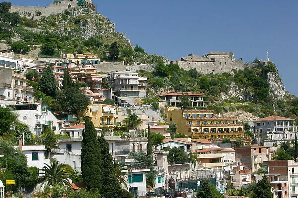 ITALY-Sicily-TAORMINA: Houses on Hillside