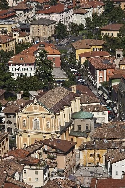 Italy, Trento Province, Riva del Garda. Aerial view of San Michele church