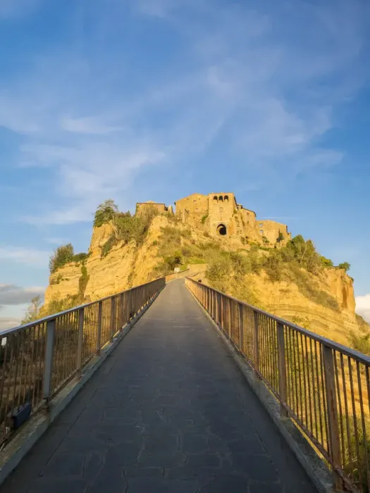 Framed Print : Italy, Tuscany, Civita di Bagnoregio. Evening view of the bridge Framed Print : Italy, Tuscany, Civita di Bagnoregio. Evening view of the bridge