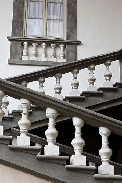 Italy, Tuscany, Lucca. Stairs in the Pfanner Palace and gardens