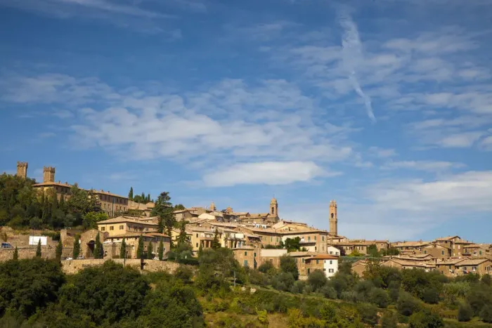 Framed Print : Italy, Tuscany, Montalcino. The hill town of Montalcino as seen from below