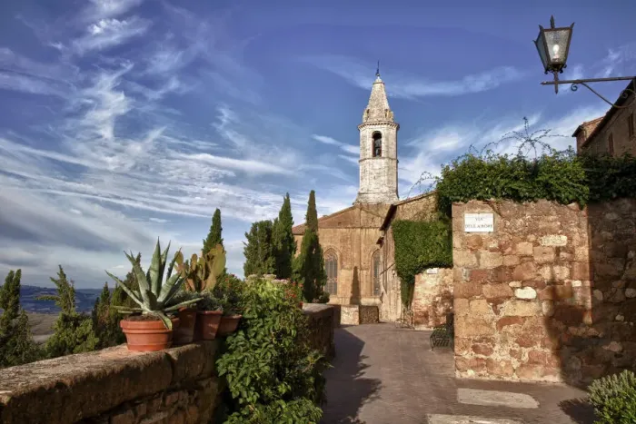 Framed Print : Italy, Tuscany, Pienza. The bell tower of the Duomo Santa Maria Assunta Cathedral Framed Print : Italy, Tuscany, Pienza. The bell tower of the Duomo Santa Maria Assunta Cathedral