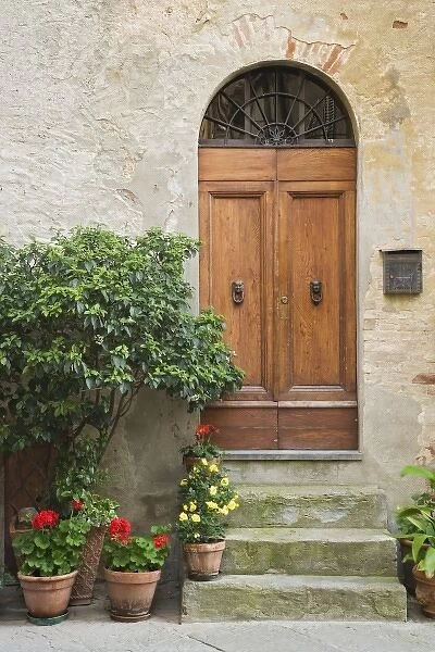 Italy, Tuscany, Pienza. Close-up of doorway to a residence