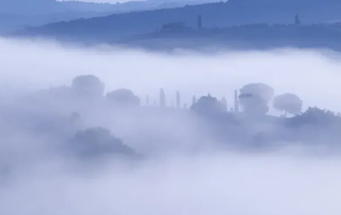 Framed Print : Italy, Tuscany, Pienza. Morning fog over town Framed Print : Italy, Tuscany, Pienza. Morning fog over town