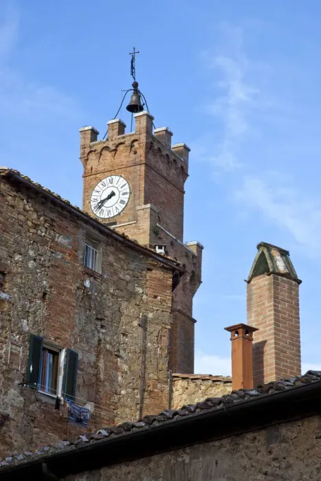 Framed Print : Italy, Tuscany, Pienza. The town hall clock tower in the town of Pienza Framed Print : Italy, Tuscany, Pienza. The town hall clock tower in the town of Pienza