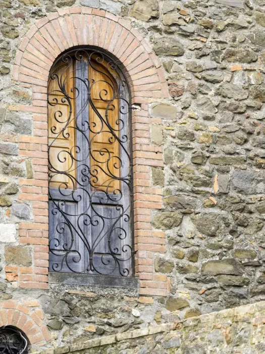 Framed Print : Italy, Tuscany, Province of Siena, Montalcino. Unique window with shutters