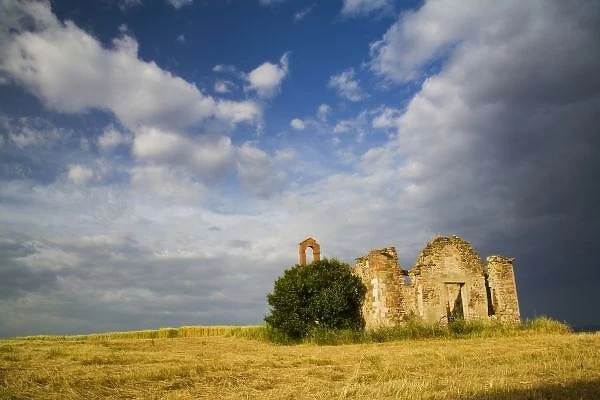 Italy, Tuscany, Ruin of Old Church in Tuscany