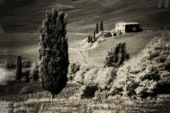 Framed Print : Italy Tuscany, Villa in the Tuscan hillside