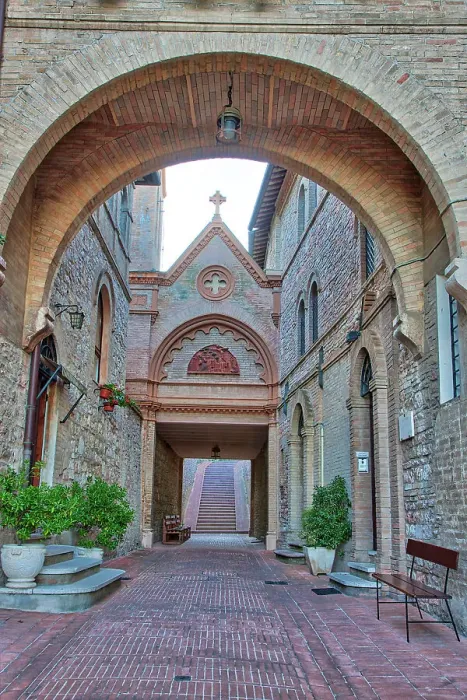 Framed Print : Italy, Umbria, Assisi. Archway and path leading to the Monastero della Santa Croce Catholic Church Framed Print : Italy, Umbria, Assisi. Archway and path leading to the Monastero della Santa Croce Catholic Church