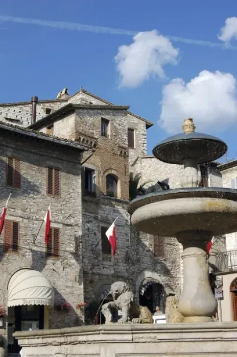 Framed Print : Italy, Umbria, Assisi. Fountain in Piazza del Comune Framed Print : Italy, Umbria, Assisi. Fountain in Piazza del Comune