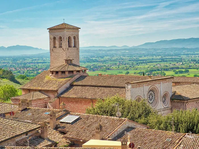 Framed Print : Italy, Umbria, Assisi. View of buildings and valley from high in town Framed Print : Italy, Umbria, Assisi. View of buildings and valley from high in town