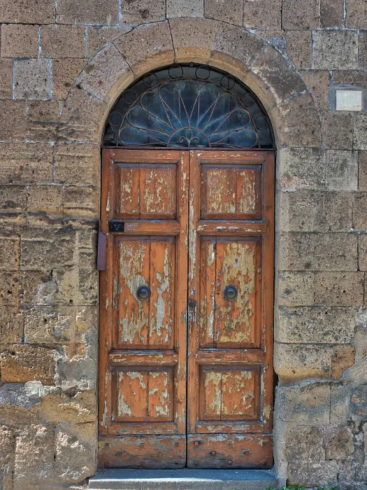 Framed Print : Italy, Umbria, Orvieto. Door along the street of town Framed Print : Italy, Umbria, Orvieto. Door along the street of town
