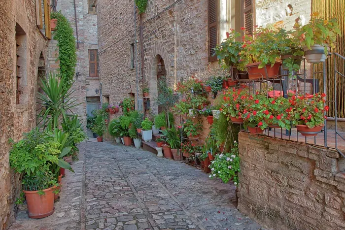 Framed Print : Italy, Umbria. Scenic sight in Spello, flowery and picturesque village Framed Print : Italy, Umbria. Scenic sight in Spello, flowery and picturesque village