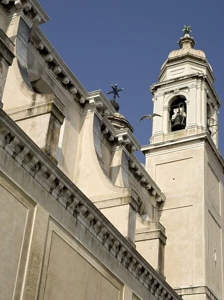 Italy, Venice. Bell tower and architectural details of the Church of the Gesuati