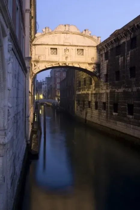 Framed Print : Italy, Venice. The Bridge of Sighs lit at dawn