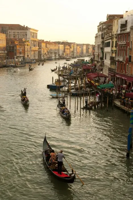 Framed Print : Italy; Venice. The bustling riverfront along the Grand Canal in Venice at sunrise Framed Print : Italy; Venice. The bustling riverfront along the Grand Canal in Venice at sunrise