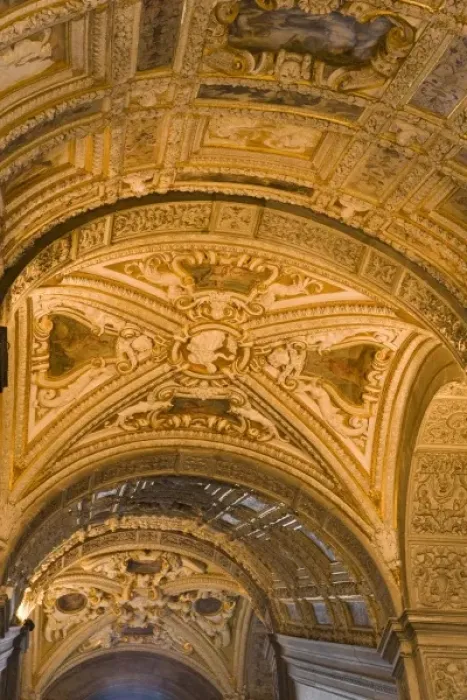 Framed Print : Italy, Venice. Ceiling artwork in the interior of Doges Palace
