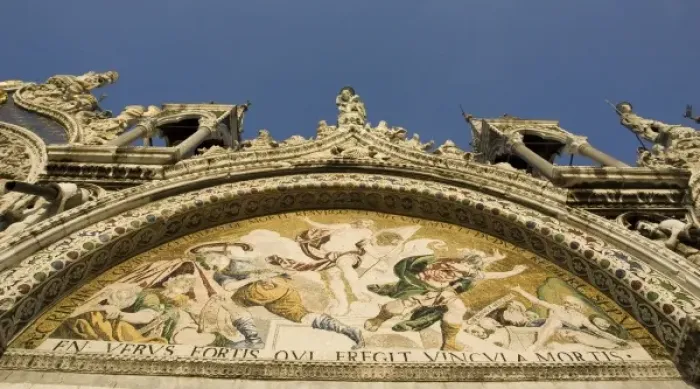 Framed Print : Italy, Venice. Details of the facade of St. Marks Basilica Framed Print : Italy, Venice. Details of the facade of St. Marks Basilica