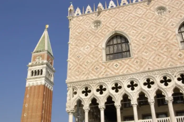 Framed Print : Italy, Venice, Doges Palace and St. Markss Campanile, bell tower