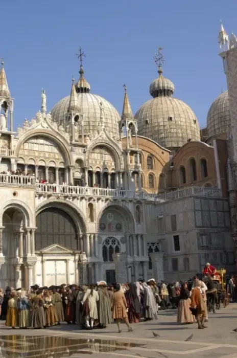 Framed Print : Italy, Venice, filming Casanova in St. Marks Square