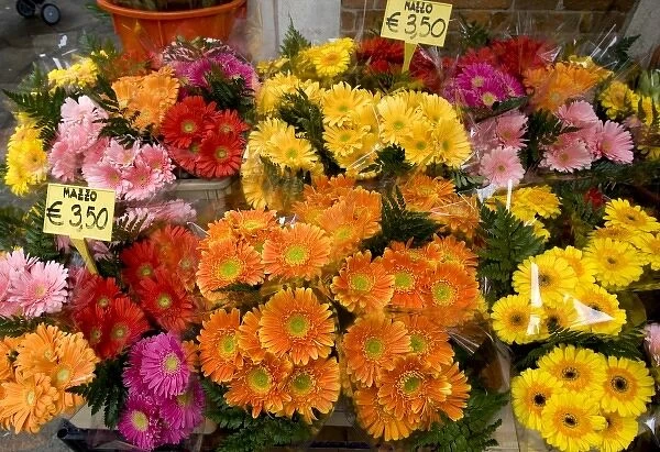 Italy, Venice. Flowers for sale in a market