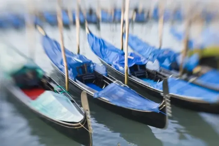 Framed Print : Italy, Venice. Gondolas await passengers off St. Marks Square