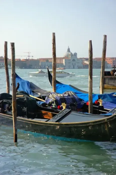 Framed Print : Italy, Venice, gondolas moored along Grand Canal