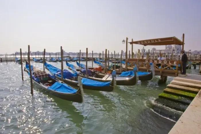 Framed Print : Italy, Venice, Grand Canal. Gondolas lined up awaiting rental Framed Print : Italy, Venice, Grand Canal. Gondolas lined up awaiting rental