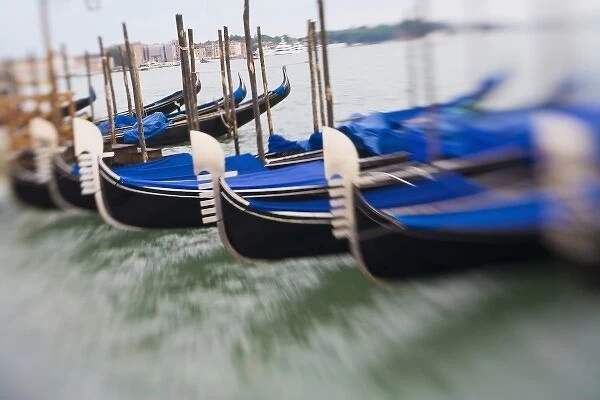 Italy, Venice, Selective Focus of Gondola in the Canals of Venice