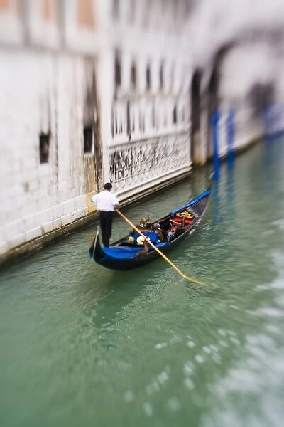 Italy, Venice, Selective Focus of Gondola in the Canals of Venice