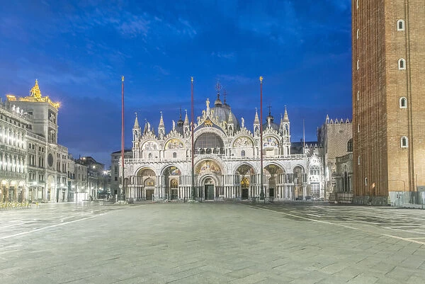 Italy, Venice. St. Marks Basilica built in the 11th century at dawn