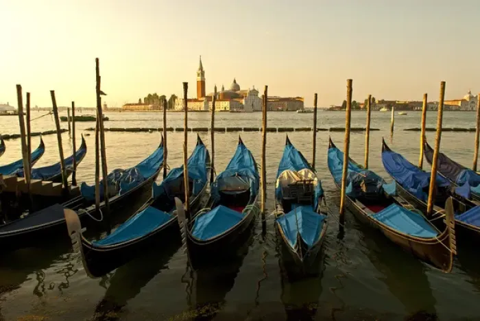 Framed Print : Italy, Venice. View of Canale di San Marco and with gondolas in the forground
