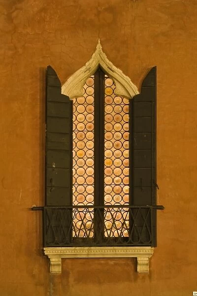 Italy, Venice. Window on Pallazzo Dandolo, now the Hotel Royal Danieli