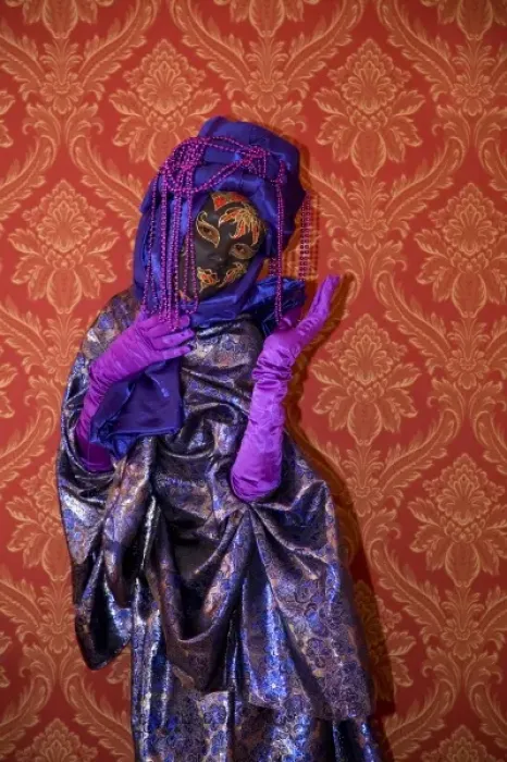 Framed Print : Italy, Venice. Woman dressed in costume for annual Carnival festival