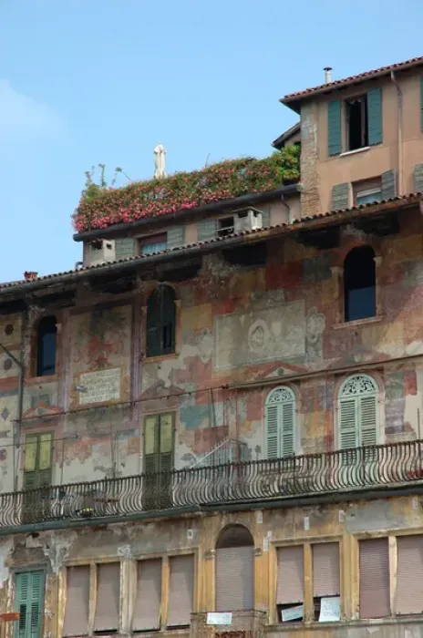 Framed Print : 04. Italy, Verona, old frescoes in historic town center