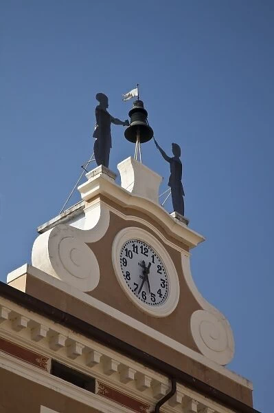 Italy, Verona Province, Bardolino. Clock tower detail