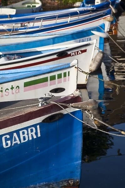 Italy, Verona Province, Garda. Lakefront fishing boats